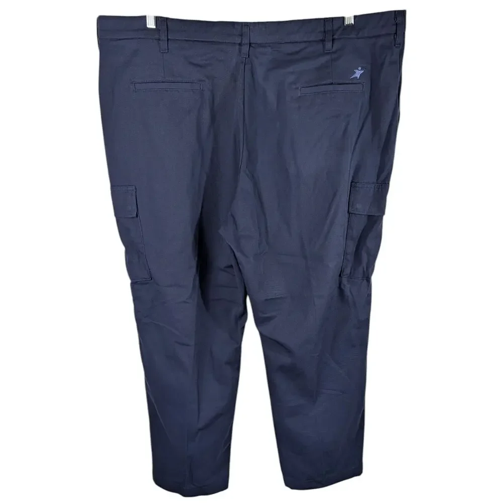 Aramark Cargo Pants Stretch Waist Mens size 48 48x30 Blue Navy Work